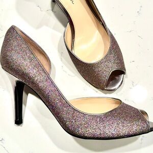 Marc Fisher Women’s Silver, Pink, Gold D’Orsay Glitter High Heels Size 8.5 NWOT